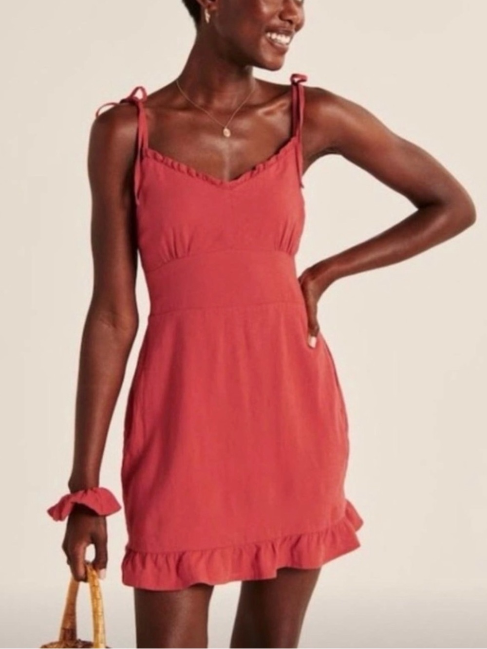 Abercrombie & Fitch Rust Adjustable Spaghetti Strap Mini Dress / Size M / EUC!